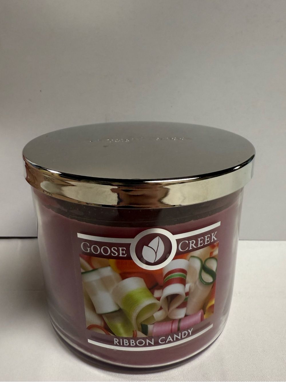 Goose Creek Ribbon Candy 3 Wick Candle 14.5oz New Unburned w Lid